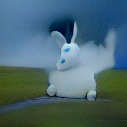 generated: an inflatable rabbit held up in the air by the geyser Old Faithful #6